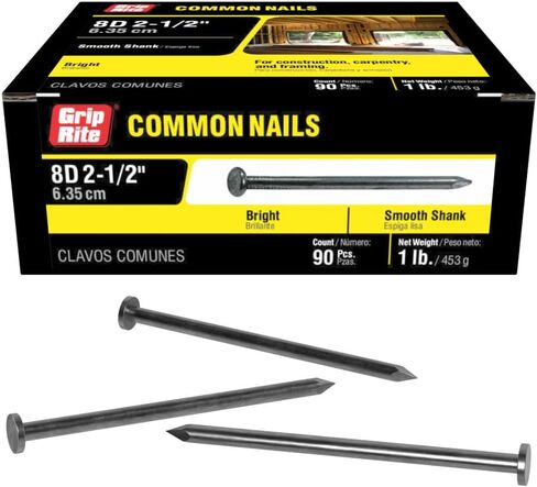 Grip Rite 8C1 FBA_152074، 8D، الطول 2-1/2 بوصة، الرأس 9/32 بوصة، مقياس 10-1/2، معدن رمادي in Saudi Arabia