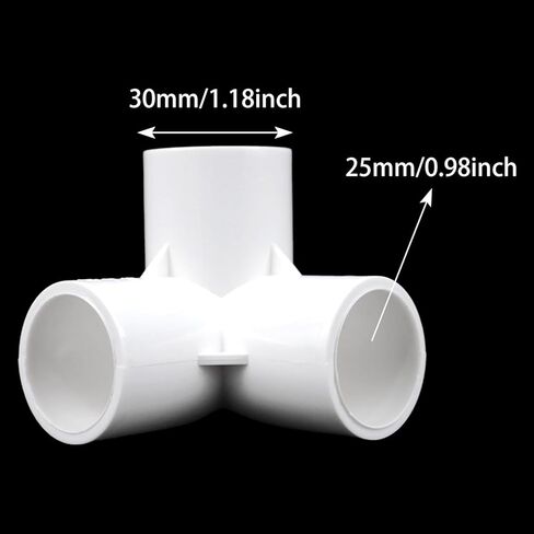 DZS ELEC 2PCS Three Way Elbow PVC Water Pipe Fittings 1 Inch For Pet Fences Balcony Vegetable Garden Support Frames Drip Irrigation Distribution Nodes Ventilation Pipe Turns White in Saudi Arabia