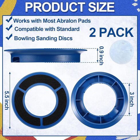 2 Pack Universal Bowling Ball Sanding Pad Holder, Non-Slip Grip Maintenance Tool for Consistent Ball Reaction & Lane Control, Ergonomic Handheld Design Works with All 6 Inch Pad (Blue) in Saudi Arabia