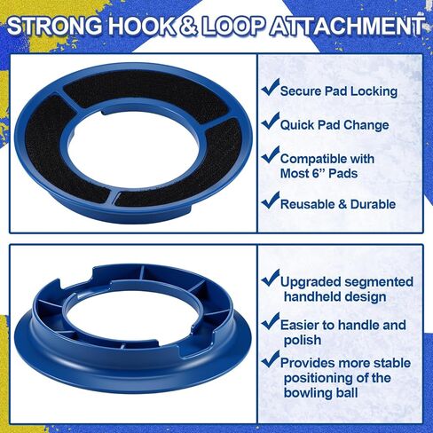 2 Pack Universal Bowling Ball Sanding Pad Holder, Non-Slip Grip Maintenance Tool for Consistent Ball Reaction & Lane Control, Ergonomic Handheld Design Works with All 6 Inch Pad (Blue) in Saudi Arabia
