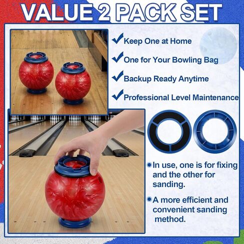 2 Pack Universal Bowling Ball Sanding Pad Holder, Non-Slip Grip Maintenance Tool for Consistent Ball Reaction & Lane Control, Ergonomic Handheld Design Works with All 6 Inch Pad (Blue) in Saudi Arabia