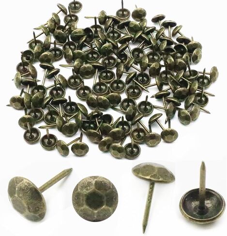 110 قطعة من مسامير التنجيد للأثاث، مسامير تنجيد معدنية مزخرفة للخشب، تنجيد أثاث عتيق (أسود غير لامع، قطر 11 × 17 مم) in Kuwait