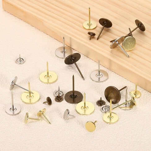 uxcell 100Pcs Upholstery Thumb Tacks, 3/8" x 5/16" Flat Head Upholstery Push Pins Decorative Nails for Wood Wall Furniture, Silver in Saudi Arabia