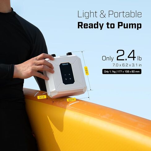 مضخة لوح مجداف كهربائية محمولة، مضخة SUP لاسلكية قابلة لإعادة الشحن بقوة 20 رطل لكل بوصة مربعة مع إيقاف تلقائي، نفخ وتفريغ سريع مزدوج المرحلة، 7 فوهات لزوارق الكاياك والقوارب والخيام in Kuwait