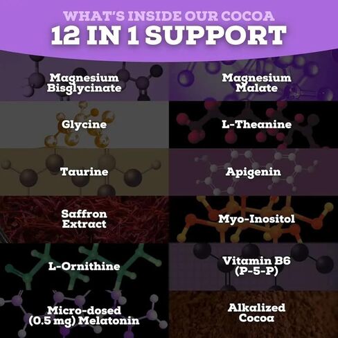 بلاك فورست سليبي هوت كاكاو - مسحوق نوم الكاكاو الساخن من المغنيسيوم الساخن للبالغين مع الميلاتونين والل-ثيانين - مزيج مشروب النوم الطبيعي للنوم العميق والاسترخاء، مسحوق النوم 22 حصة in Kuwait