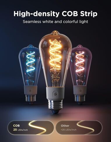 مصابيح Govee Edison، مصابيح إضاءة كلاسيكية ذكية، تغيير لون RGB وأبيض قابل للضبط، متوافقة مع المادة، Alexa & Google Assistant، لمبة خيوط LED، ST19(58)، قاعدة E26 لديكور المنزل، 4 عبوات in Saudi Arabia