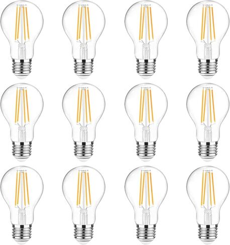 Ascher 60 وات مكافئ، مصابيح إضاءة E26 LED، أبيض دافئ 2700K، غير قابل للتعتيم، زجاج شفاف كلاسيكي، لمبة إضاءة LED A19 مع 80 CRI، حزمة من 6 in Kuwait