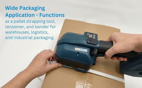 آلة الربط الكهربائية لصندوق البليت للتغليف - أداة ربط محمولة مع شاشة رقمية، شريط PET وPP، مجموعة ربط وربط البليت، شداد ربط بولي، بطاريتان in Kuwait