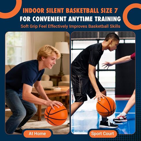 Silent Basketball Size 7 (29.5"), Indoor Quiet Foam Basketball Airless for Dribbling & Indoor Training, Soft Soundless Basketball for Restore Without Deformation, Real Feel Higher Bounce Quieter in Kuwait
