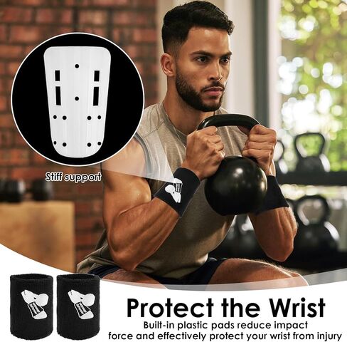 واقيات المعصم Kettlebell مع لوحة صلبة مدمجة من البولي بروبيلين للحماية من الصدمات، وعصابات رأس قطنية ماصة للرطوبة للرفع الثقيل وHIIT، إعداد بدون إعداد كبير مناسب للمعصمين الأكثر سمكًا والمستخدمين الذين يزيد وزنهم عن 220 رطلاً in Saudi Arabia