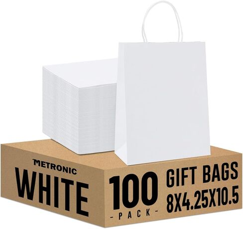 METRONIC 16X6X12 Inch Large Black Paper Bags 50 Pack, Kraft Gift Paper Bag with Handles, Shopping Bags for Small Business, Boutique, Gift Wrap, Bulk in Kuwait