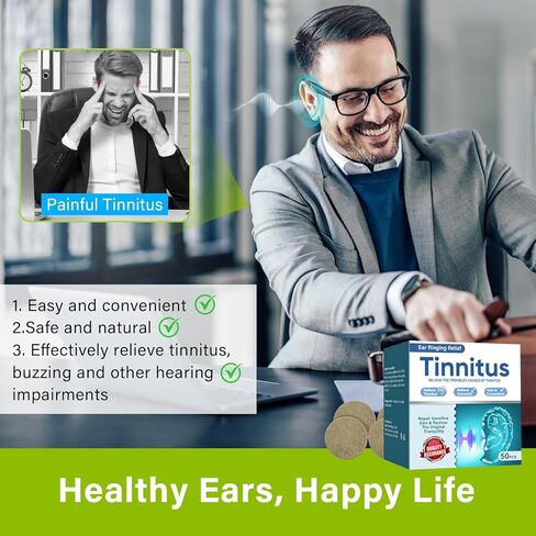 Tinnitus Relief for Ringing Ears, Tinnitus Relief Patches, 50 Pcs Support Ear Noise and Buzzing Relief, Natural Herbal Formula Protect Ear Health, Improve Hearing Comfort, Long-Lasting Effective in Kuwait