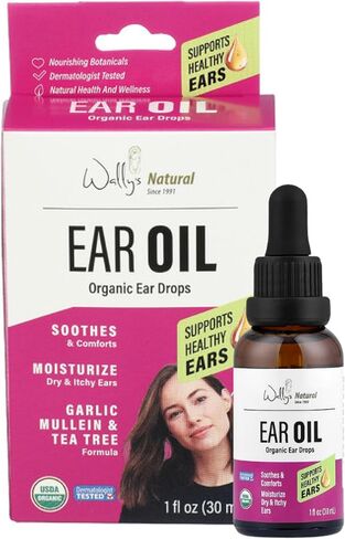 قطرات زيت الأذن العضوية الطبيعية من والي للبالغين، تريح وتلطف الأذنين، موثوقة منذ عام 1991، مملوءة بالثوم والمولين وشجرة الشاي والقنفذية، 1 أونصة سائلة in Kuwait