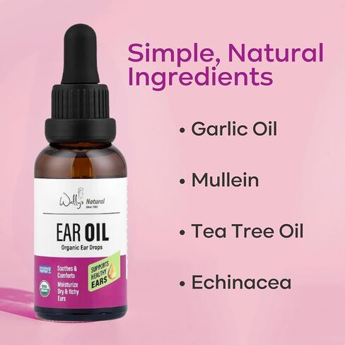 قطرات زيت الأذن العضوية الطبيعية من والي للبالغين، تريح وتلطف الأذنين، موثوقة منذ عام 1991، مملوءة بالثوم والمولين وشجرة الشاي والقنفذية، 1 أونصة سائلة in Kuwait