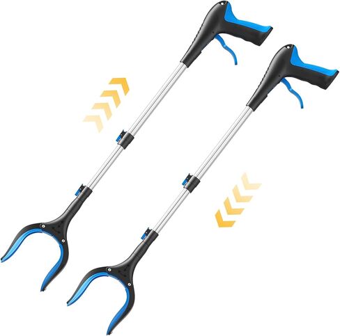 Telescopic Grabber Reacher Tool, 5-Level Adjustable Length (23'' to 41'') - Trash Claw Gripper, Pickup Stick for Litter Picking, Yard Work, and Seniors (Blue) in Kuwait