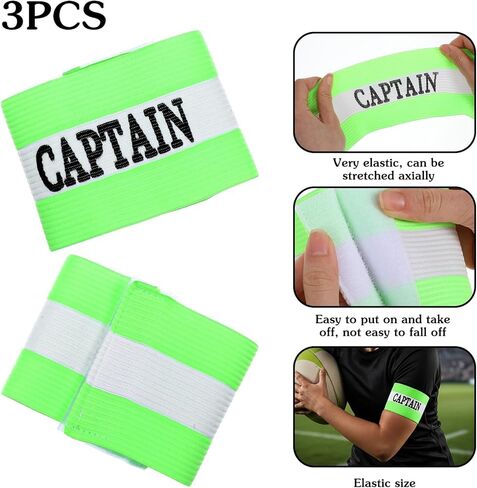 3pcs Captains Bands , Breathable Captain Armband, Elastic Captains Bands Soccer for Basketball Volleyball School Team Competition Coach Players Wrist Arm Band, Green in Saudi Arabia