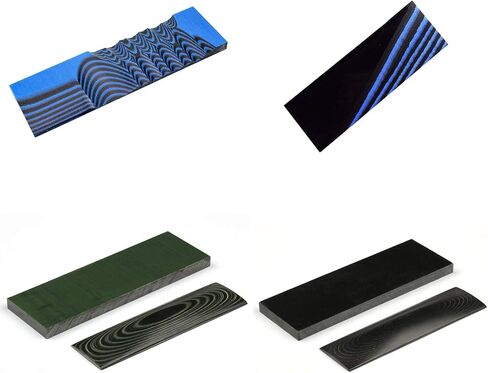 مادة مقبض G10، يوفر صانعو السكاكين أداة DIY مخصصة من لوح مادة مقبض سكين Micarta، حزمة من قطعتين (أزرق وأسود) in Kuwait
