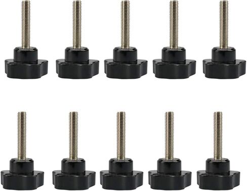 10 قطع (m8x40-10pc موضوع لقط البلاستيك الأسود مقبض اليد شكل نجمة المسمار على المقبض لأدوات الآلة) in Saudi Arabia