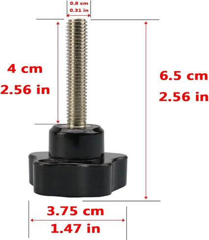 10 قطع (m8x40-10pc موضوع لقط البلاستيك الأسود مقبض اليد شكل نجمة المسمار على المقبض لأدوات الآلة) in Saudi Arabia
