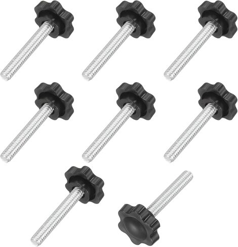 uxcell 10 قطع 1/4"-20 مقابض نجمة، 1.6" مقابض تثبيت بلاستيكية ملولبة للذكور، مقبض بديل لشد اليد لأدوات الأثاث الصناعية، مشابك للرقص، أسود in Saudi Arabia