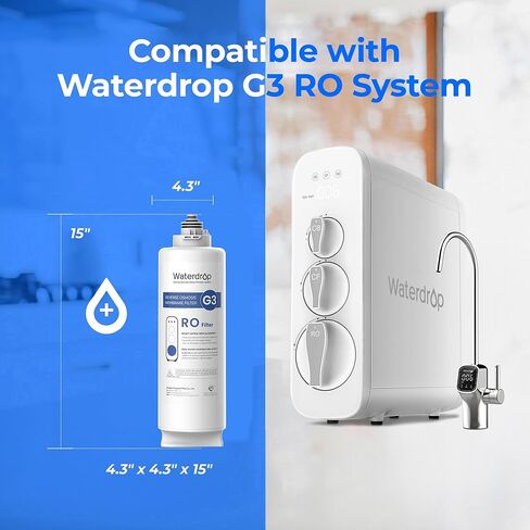 Waterdrop G3-N2RO Filter, Replacement for Waterdrop G3-W 400 GPD Reverse Osmosis System, Reduce PFAS, 2-year Lifetime in Kuwait