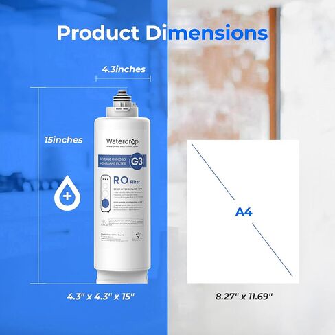 Waterdrop G3-N2RO Filter, Replacement for Waterdrop G3-W 400 GPD Reverse Osmosis System, Reduce PFAS, 2-year Lifetime in Kuwait
