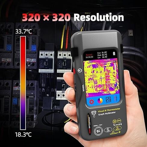 BSIDE Thermal Imaging Camera Multimeter 320×320 Resolution with 20000 Words Tester 3.98'' TFT Touchscreen 25Hz Infrared Thermal Camera (-20-550℃) 15 Thermal Palettes True RMS Auto-Ranging Multimeter in Kuwait