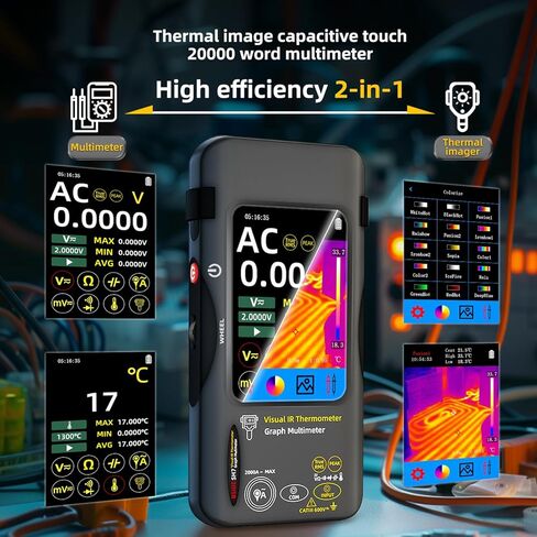 BSIDE Thermal Imaging Camera Multimeter 320×320 Resolution with 20000 Words Tester 3.98'' TFT Touchscreen 25Hz Infrared Thermal Camera (-20-550℃) 15 Thermal Palettes True RMS Auto-Ranging Multimeter in Kuwait