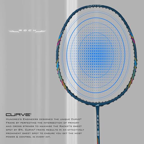 HUNDRED Rock 88 Carbon Fibre Strung Badminton Racket with Full Racket Cover | for Intermediate Players | 82 Grams | Maximum String Tension - 32lbs in Saudi Arabia