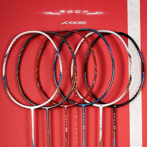 HUNDRED Rock 88 Carbon Fibre Strung Badminton Racket with Full Racket Cover | for Intermediate Players | 82 Grams | Maximum String Tension - 32lbs in Saudi Arabia