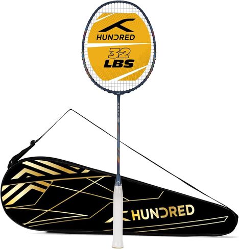 HUNDRED Rock 88 Carbon Fibre Strung Badminton Racket with Full Racket Cover | for Intermediate Players | 82 Grams | Maximum String Tension - 32lbs in Saudi Arabia
