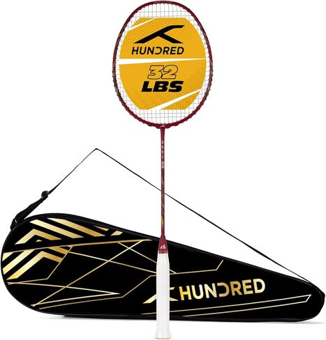 HUNDRED Rock 88 Carbon Fibre Strung Badminton Racket with Full Racket Cover | for Intermediate Players | 82 Grams | Maximum String Tension - 32lbs in Saudi Arabia