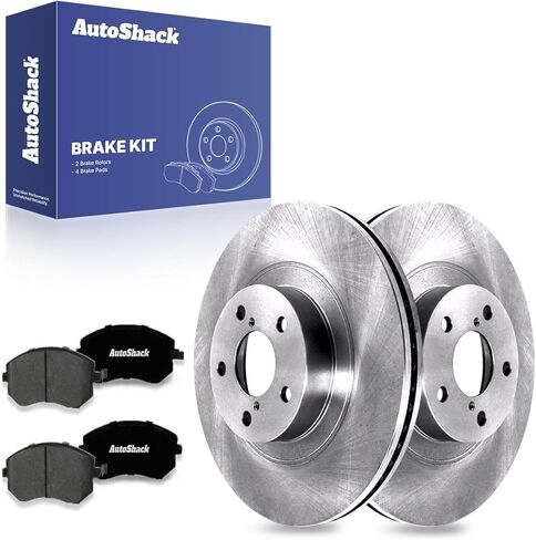 AutoShack Front Brake Kit Replacement for Subaru Forester Outback AWD Drilled & Slotted E-Coated Disc Brake Rotors Black Ceramic Brakes Pads 11.56" 293.5 mm SCD1539-PR41409RL in Kuwait