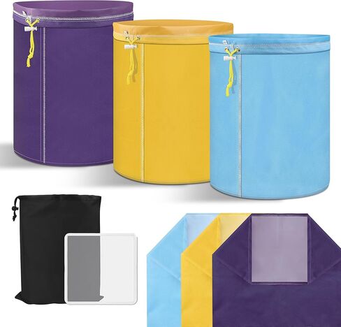 3Pcs 5 Gallon Filter Bags, Windspeed Oxford Cloth All-Mesh Filter Bags for 5 Gallon Bucket with Filter Screen and Storage Pouch(25/90/190 Micron) in Kuwait