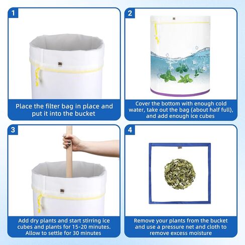 8 Pcs 5 Gallon Mesh Filter Bags,Reusable Nylon All Mesh Storage Bags 25 to 220 Micron, Reusable Straining Bag with Filter Screen and Storage Bag for Hydroponic Gardening in Kuwait