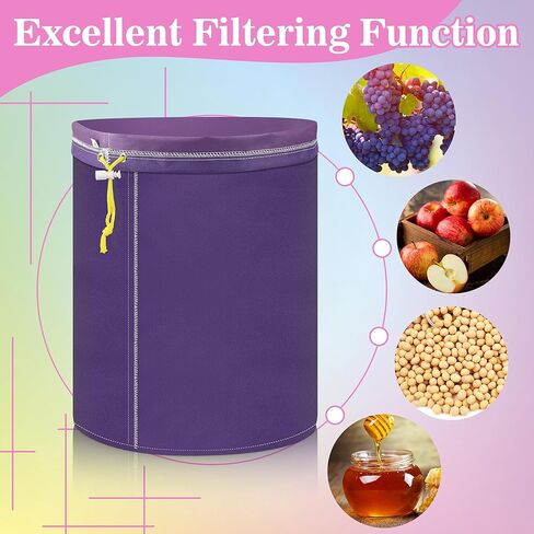 1Pcs 5 Gallon Filter Bags, Windspeed Oxford Cloth All-Mesh Filter Bags for 5 Gallon Bucket with Filter Screen and Storage Pouch (Purple(25 Micron)) in Kuwait
