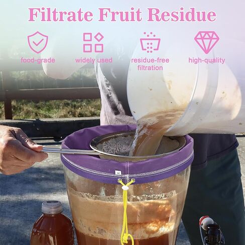 1Pcs 5 Gallon Filter Bags, Windspeed Oxford Cloth All-Mesh Filter Bags for 5 Gallon Bucket with Filter Screen and Storage Pouch (Purple(25 Micron)) in Kuwait