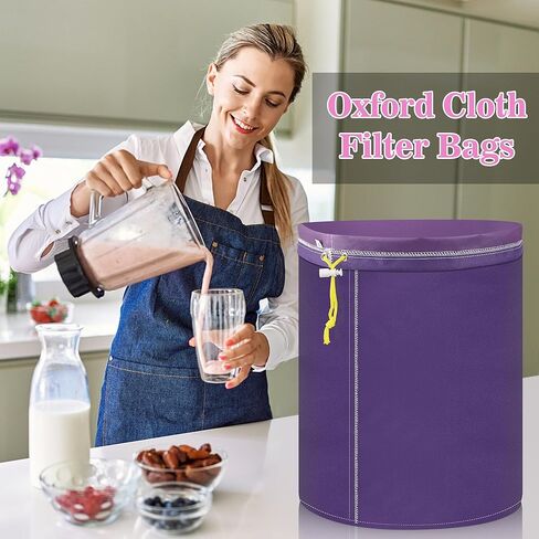 1Pcs 5 Gallon Filter Bags, Windspeed Oxford Cloth All-Mesh Filter Bags for 5 Gallon Bucket with Filter Screen and Storage Pouch (Purple(25 Micron)) in Kuwait