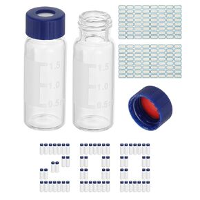 PATIKIL 2ml Autosampler Vial, 200Pcs HPLC/GC Vials 9-425 Lab Amber Vials Sample Vial Screw Cap Writing Patch PTFE & Silicone Septa with Labels for LC Stamper in Saudi Arabia