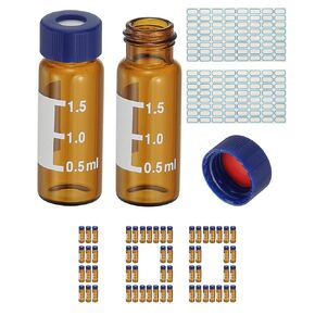 PATIKIL 2ml Autosampler Vial, 100Pcs HPLC/GC Vials 9-425 Lab Clear Vials Sample Vial Screw Cap Writing Patch PTFE & Silicone Septa with Labels for LC Stamper in Saudi Arabia