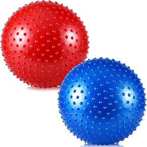 Soulchen 2 Pcs 25 Inch Sensory Exercise Yoga Ball Giant Large Bouncy Spiky Massage Stress Balls with Pump Inflatable Rubber Knobby Kickball for Yoga Sensory Outdoor Beach Play Gym in Kuwait