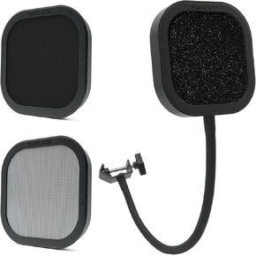 فلتر البوب ​​للميكروفون القابل للتبديل فليكس برو | درع الميكروفون ذو العنق المعقوفة من الألومنيوم | ميكروفون ذو طبقة مزدوجة من المعدن والشبكة والفوم الصوتي لتسجيل الاستوديو والبث الصوتي بزاوية 360 درجة (فلتر بوب معدني) in Kuwait