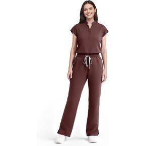 Scrubs for Women Set Soft Sleeveless Stand-Up Collar Scrub Top & Straight Leg Scrub Pant, 9 Pockets, Yoga Waistband in Kuwait