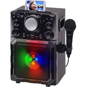 OGQ410 مشغل كاريوكي MP3 محمول مع بلوتوث ونظام PA وبطارية مدمجة قابلة للشحن | مكبر صوت مضيء مع تأثيرات LED ومدخلات ميكروفون مزدوجة وتشغيل USB وبث لاسلكي in Kuwait