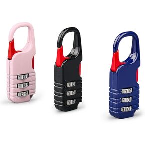 Mini Padlock, BARRYSAIL 3 Pcs Small Locks Set with 3 Digits Combination for Kids Diary Backpack Zipper (Black+Blue+Pink) in Kuwait