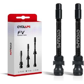 Tubeless Presta Valve Stem 65mm Super Light Aluminum Alloy Presta Valve Stem Kit Tubeless Tire Valve Stems for Road, Mountain,Gravel Bikes Black(Pair) (65MM) in Kuwait