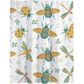 ستارة دش ديكور الحمام بتصميم الحشرات، ستارة دش حمام المزرعة المقاومة للماء في الصيف، ستائر ممتعة للعطلات من القماش قابلة للغسل للتخييم في منتصف القرن الحديث 72 × 72 بوصة in Kuwait