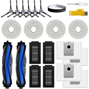 قطع غيار T50 Max Pro Omni لـ ECOVACS DEEBOT T50 Max Pro Omni / T50 Max Pro Omni Gen2 Robot Vacuum Cleaner 2 فرش رئيسية، 4 مرشحات، 6 فرش جانبية، 6 قطع قماش ممسحة، 6 أكياس in Kuwait