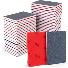 72Pcs Sanding Sponges 80-3000 Grit - Wet/Dry Sandpaper Sponge for Drywall, Wood, Metal, Glazing, Hook & Loop Backing for Hand Sanders, Oxidized Aluminum Abrasive, Flocked Surface in Kuwait