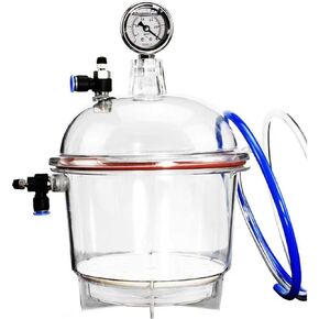 Vacuum Desiccator, 250mm Acrylic Clear Vacuum Chamber, Polycarbonate Plastic Sealed Jar, with Double Valves and Pressure Gauge, for Vacuum Drying and Storage in Kuwait